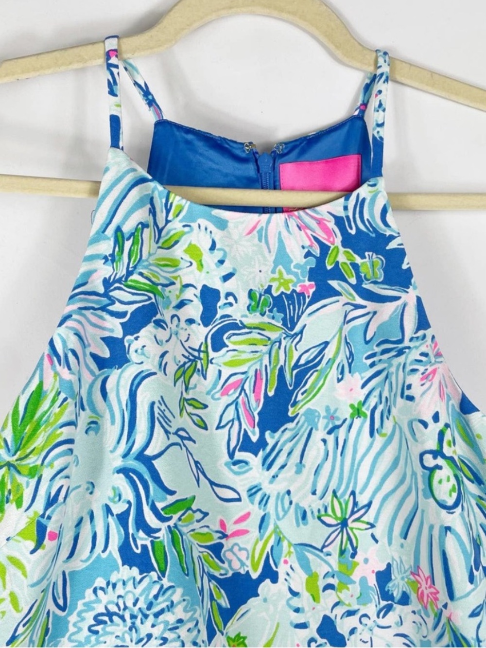 NEW Lilly Pulitzer Pearl Romper Coastal Blue Lion Around Halter Dress Sz 4 - Picture 4 of 9